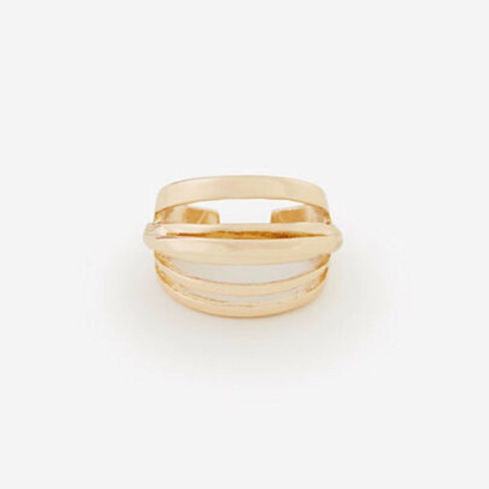 Ann Taylor Bubble Curved Linear Ring NWT 39.50 GOLD Size 6